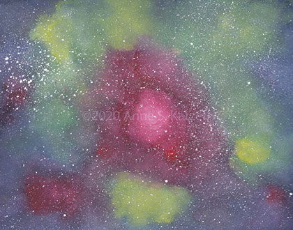 Abstract, colorful view of the night sky and stars.